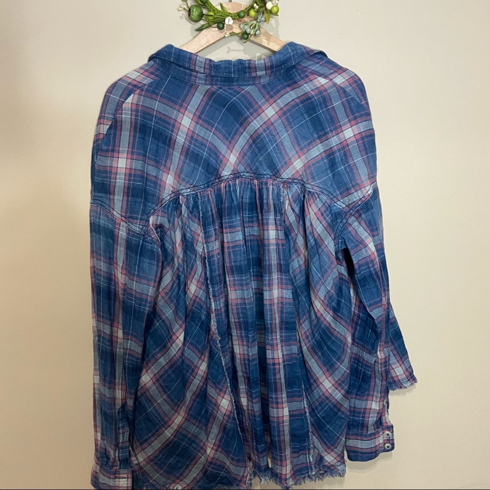 FREE PEOPLE SEEKING STARLIGHT PLAID FLANNEL SHIRT SIZE MEDIUM - Picture 10 of 11